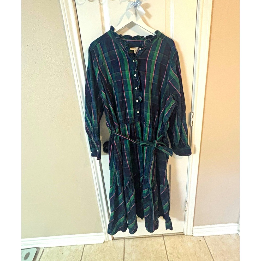 Free Assembly Plaid Midi Dress 3X Plus Cotton Ruffle Tiered Holiday Cottagecore